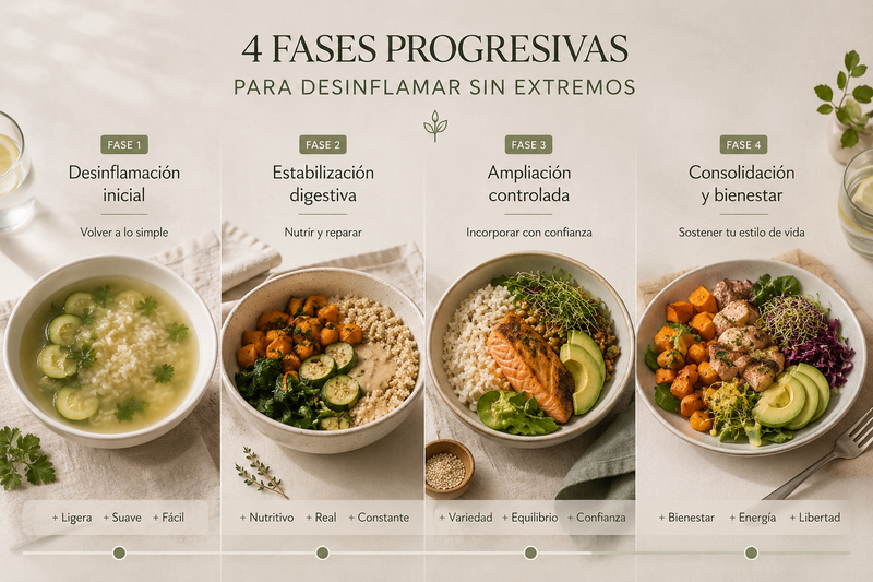 4 FASES PROGRESIVAS PARA DESINFLAMAR SIN EXTREMOS